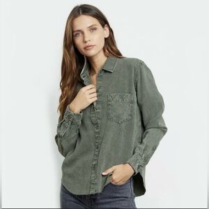 Women’s Vince The Utility Cotton and Silk Spring Spread Collar Relaxed Button Up